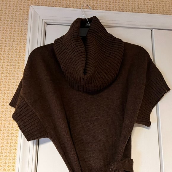 Axcess Brown Tunic, Cowlneck Sweater with Sash - Medium - Picture 2 of 6